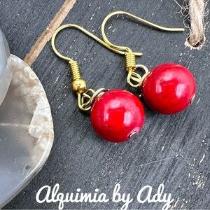 Alquimia by Ady Red and Gold Earrings